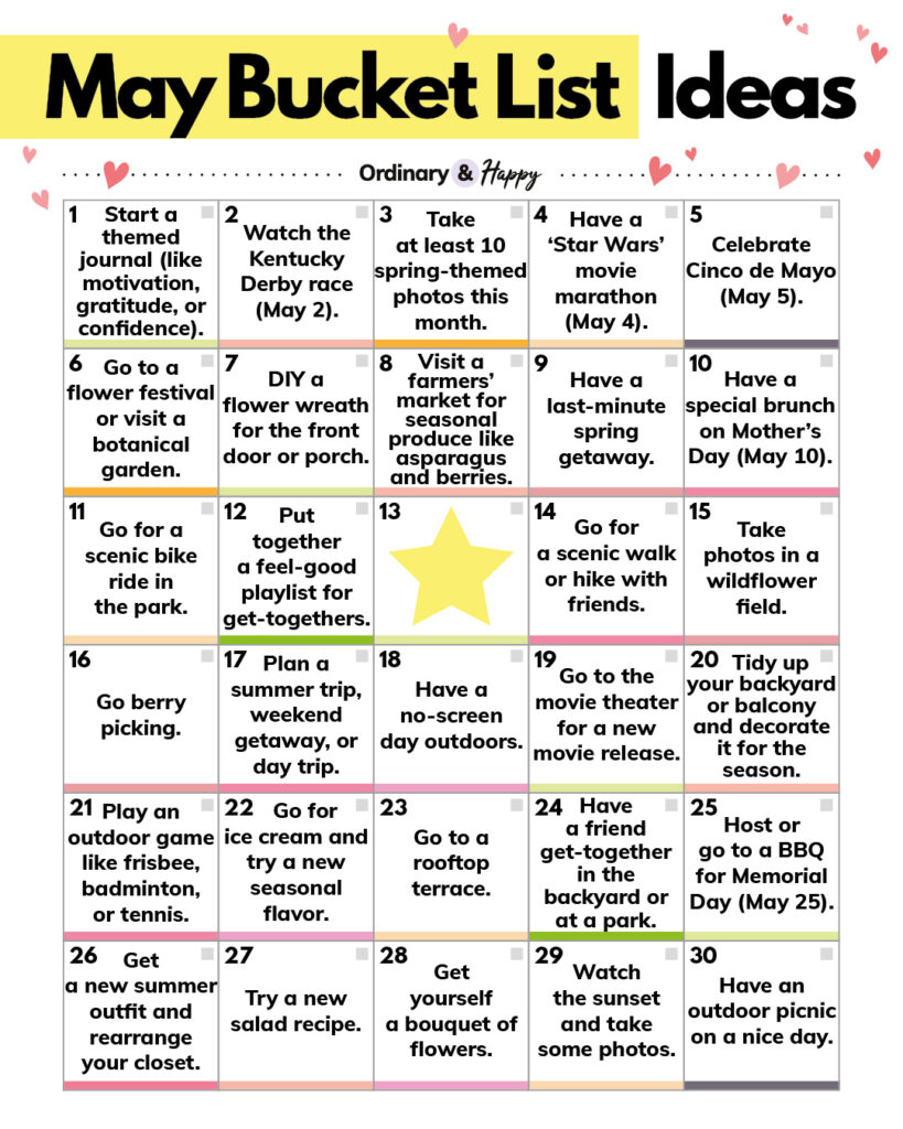 May bucket list