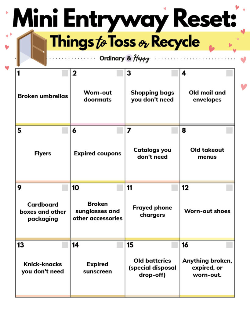 Mini Entryway Reset: Things to Toss or Recycle