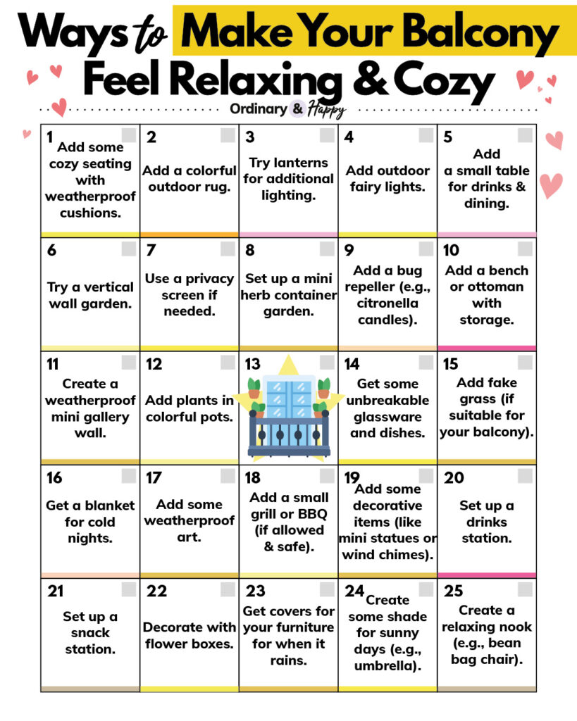 Ways to make your balcony feel relaxing and cozy.