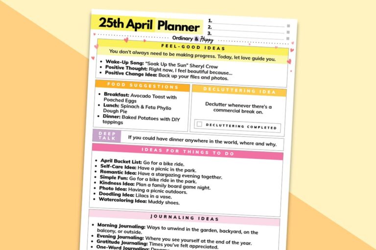april 25th daily planner printable tilted to the right.