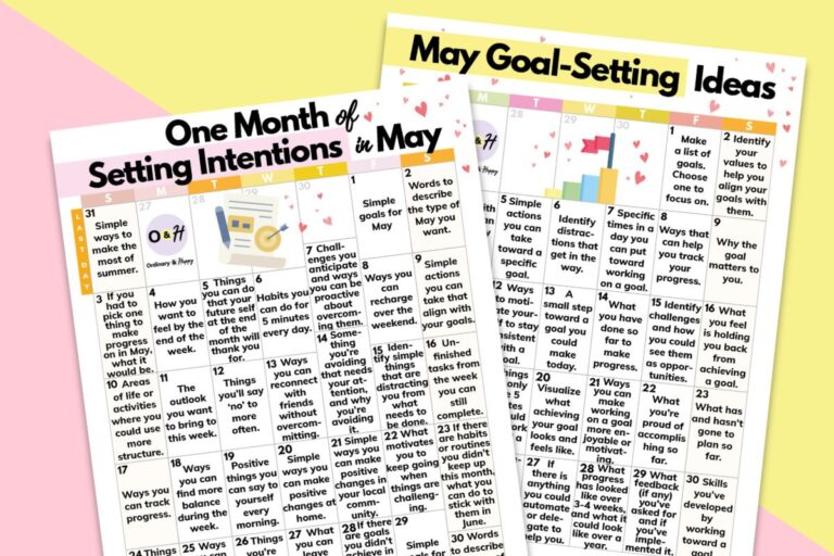 may goal-setting and intention-setting calendars on a crimson and yellow block color background