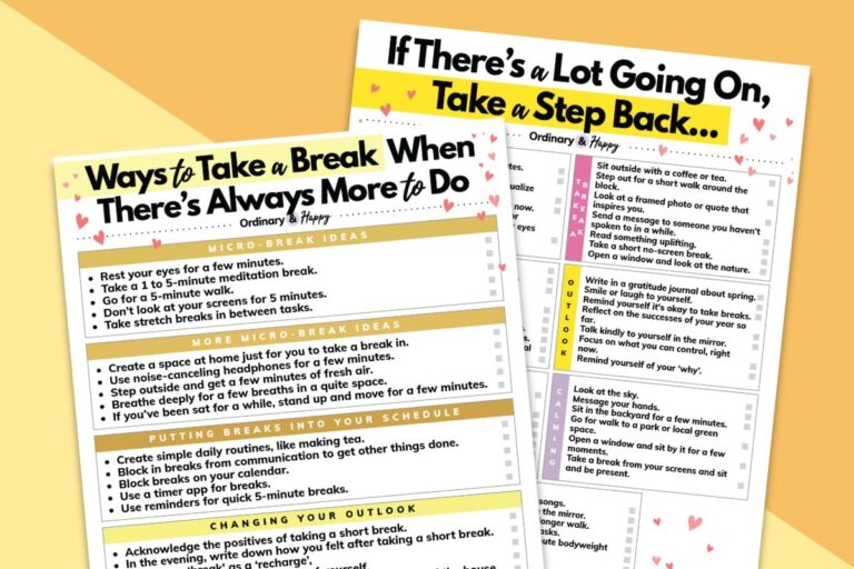 take breaks hero image of printables