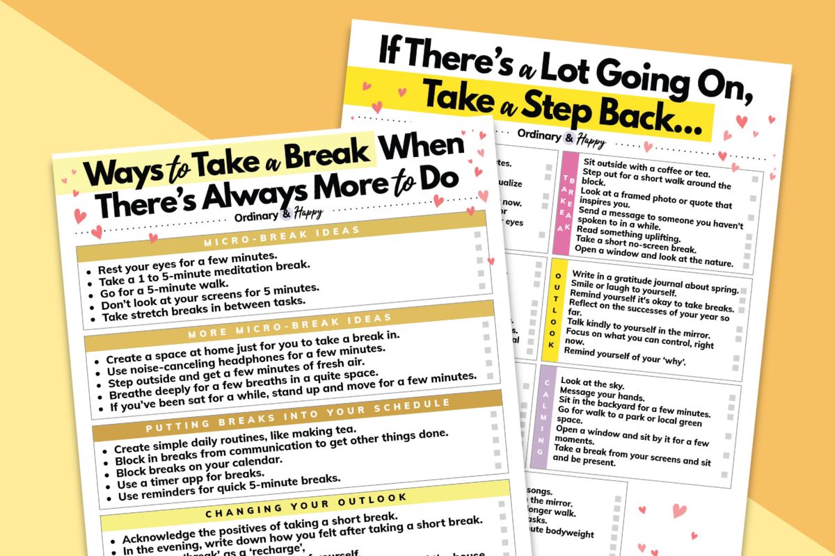 take breaks hero image of printables