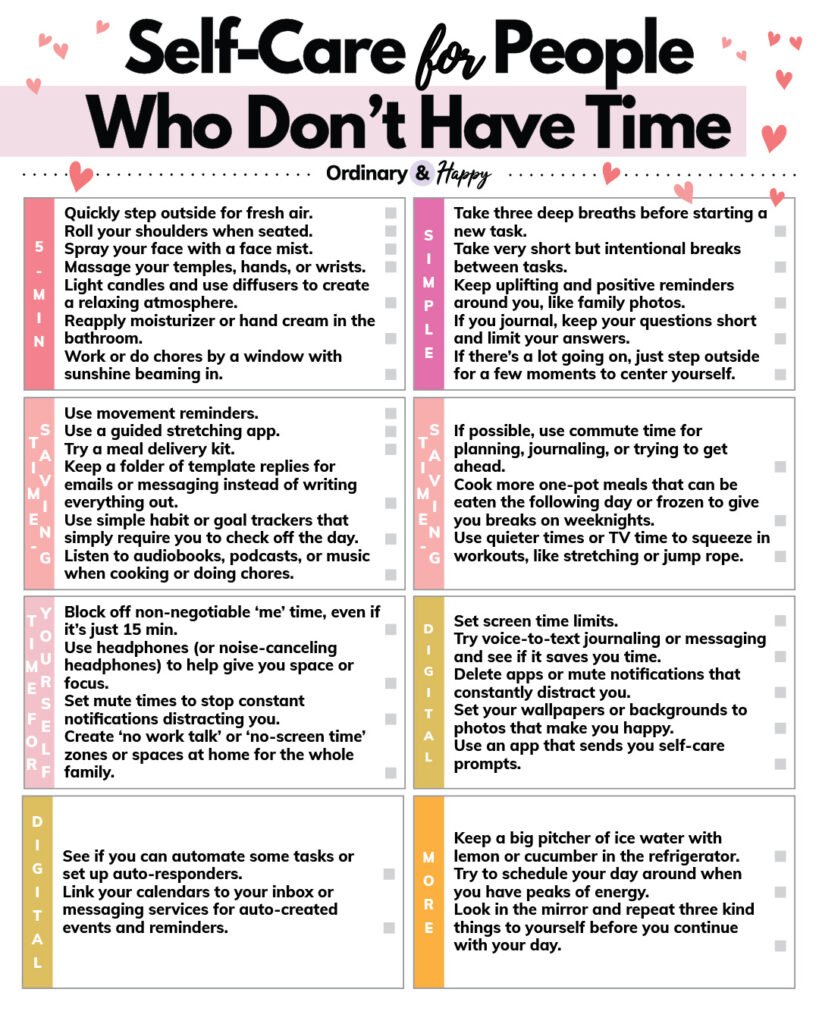 Self-care for people who don't have time (ideas)