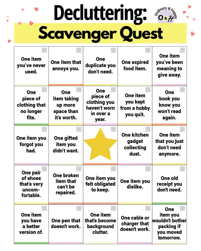 Decluttering Scavenger Quest