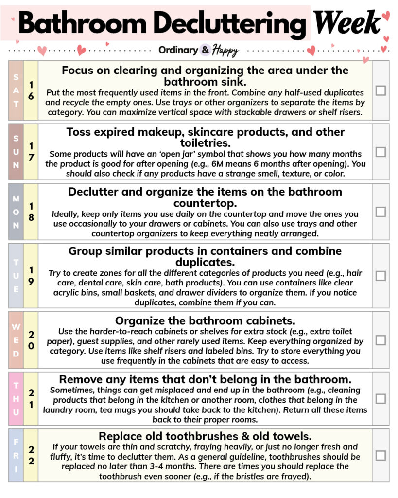 Declutter your bathroom (May decluttering calendar)
