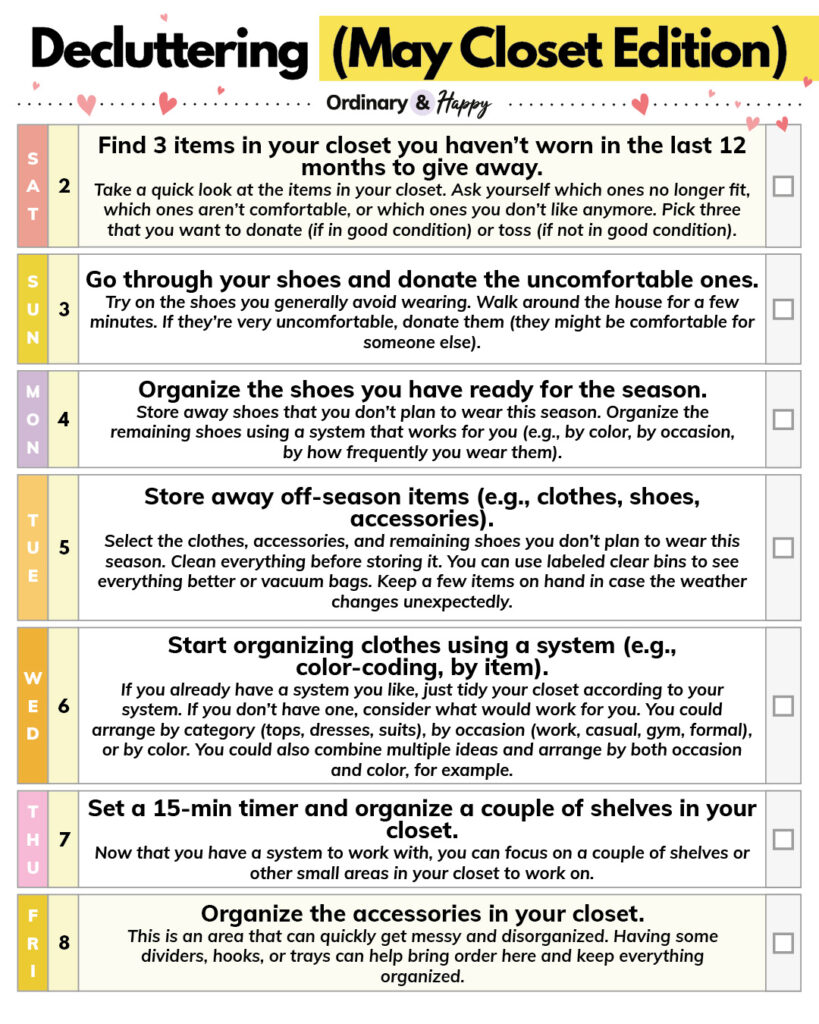 decluttering (may closet edition).