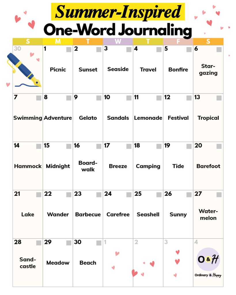 Summer-inspired one-word journaling