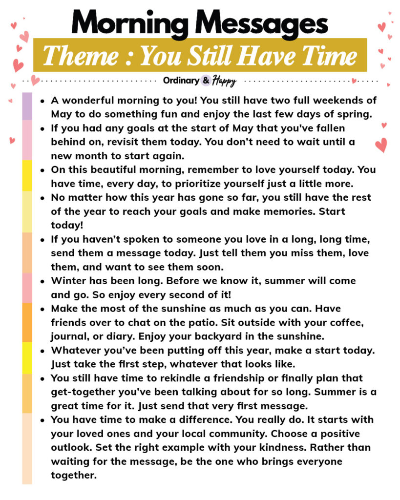 Morning messages in a list.