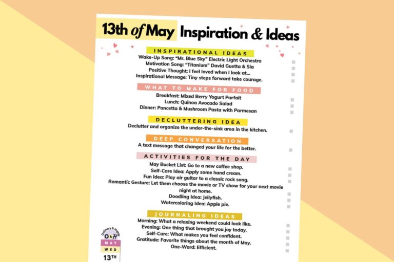13th of may daily planne printable on an orange and yellow 2-color background