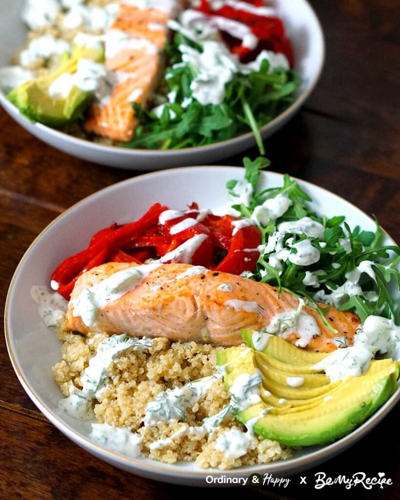 Salmon quinoa bowls.