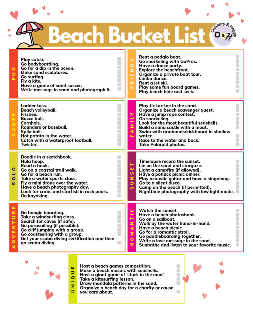 Beach bucket list