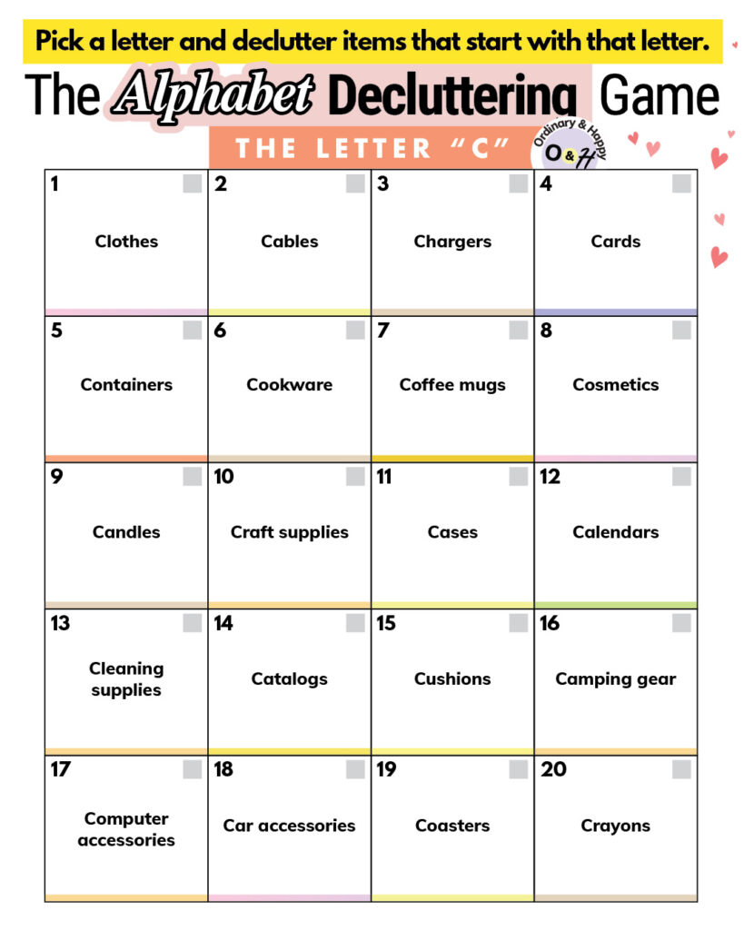 Alphabet Decluttering: The Letter "C"