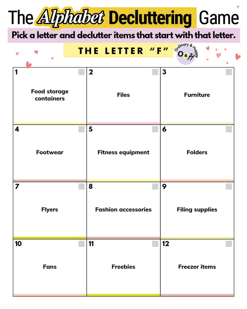 Alphabet Decluttering: The Letter "F"