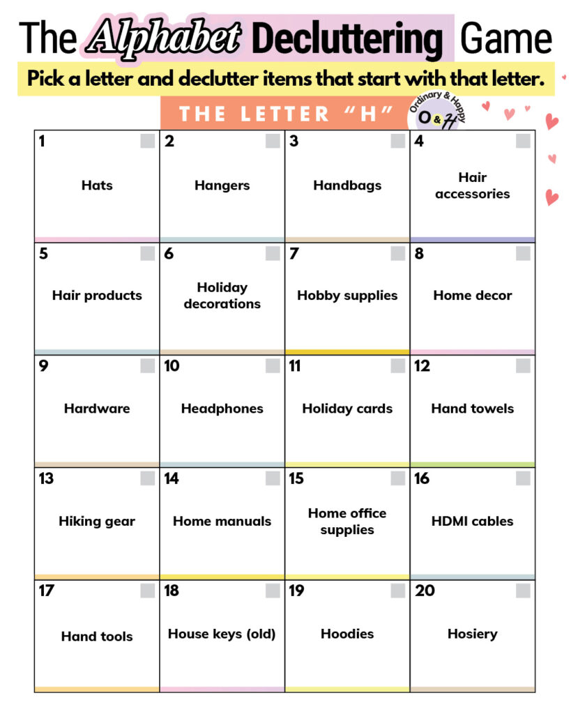 Alphabet Decluttering Challenges To Make Decluttering Fun Ordinary alphabet-decluttering-challenges-to-make-decluttering-fun-ordinary