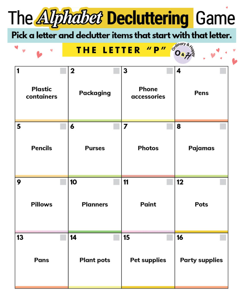 Alphabet decluttering P