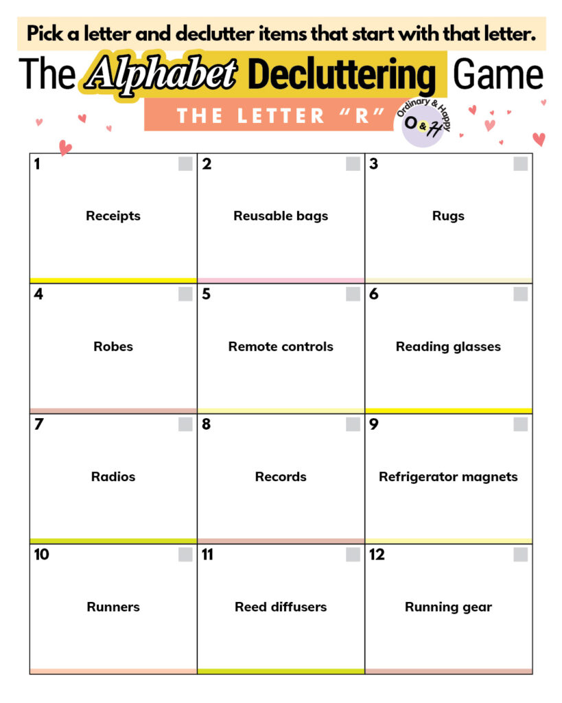 Alphabet Decluttering R