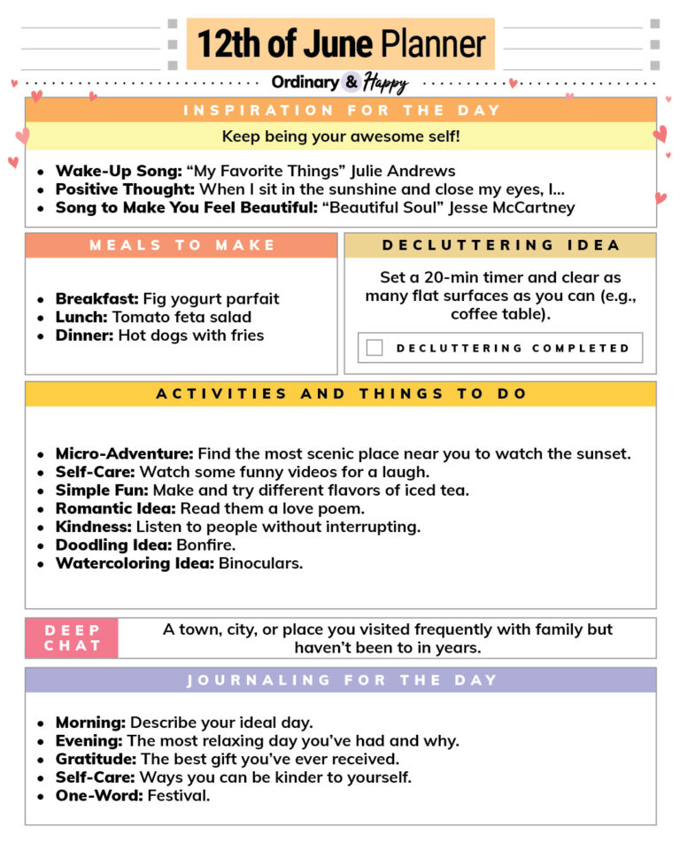 June 12 planner