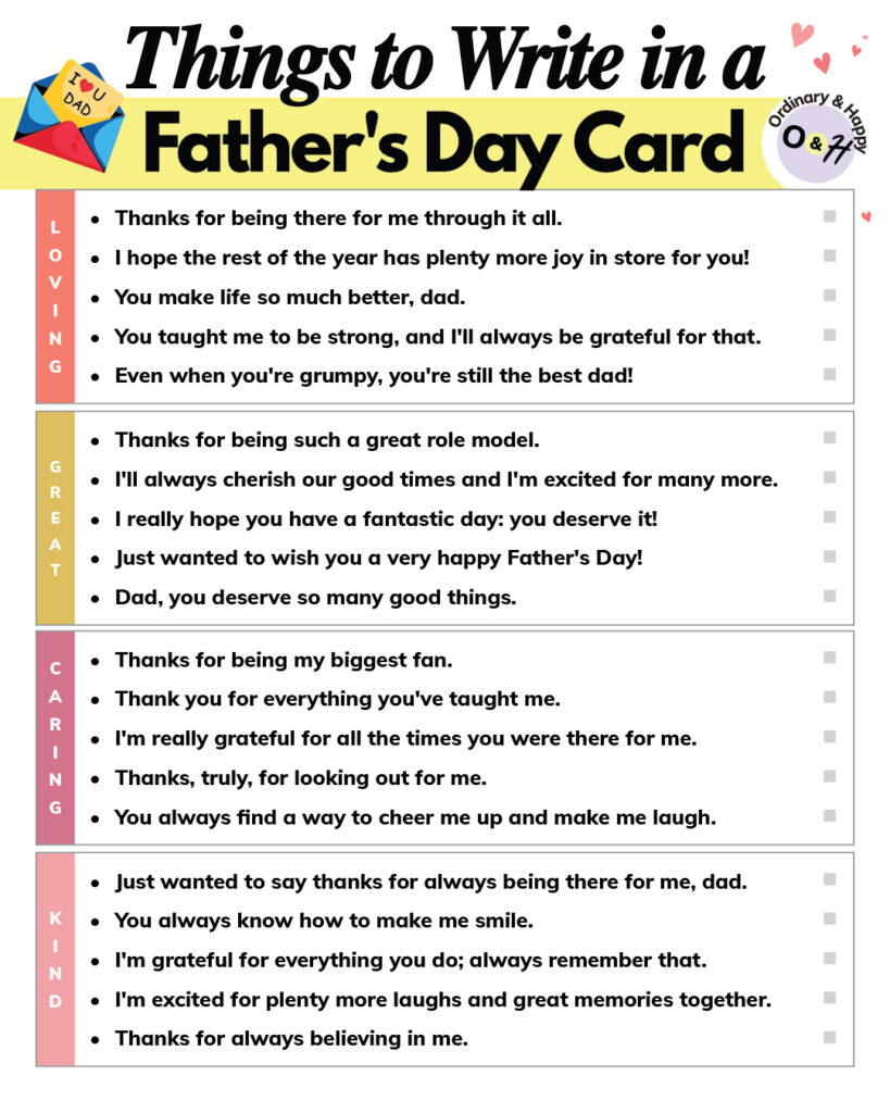 Things to Write in a Father's Day Card