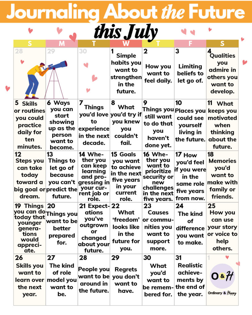 July journaling prompts about the future