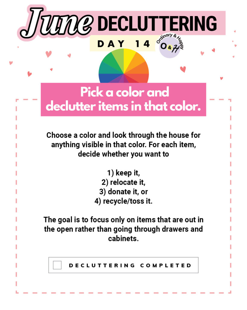 June decluttering day 14 idea.