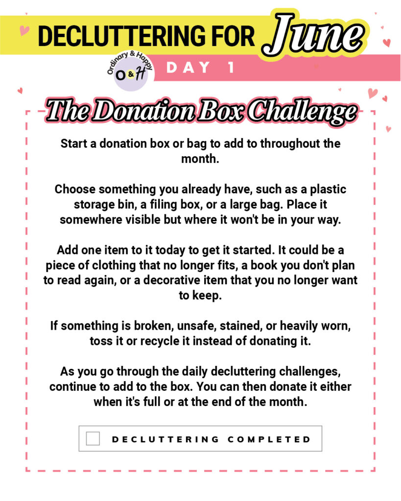 Day 1 decluttering idea for June.