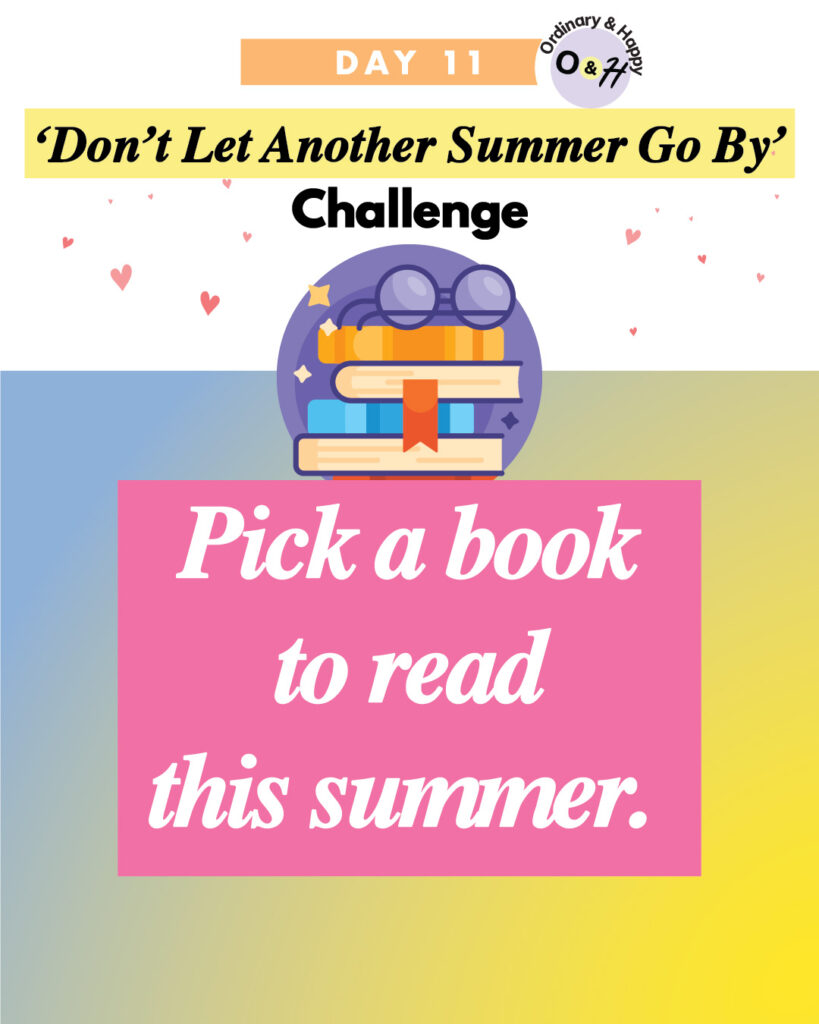 'pick a book to read this summer' day 11 june summer challenge graphic