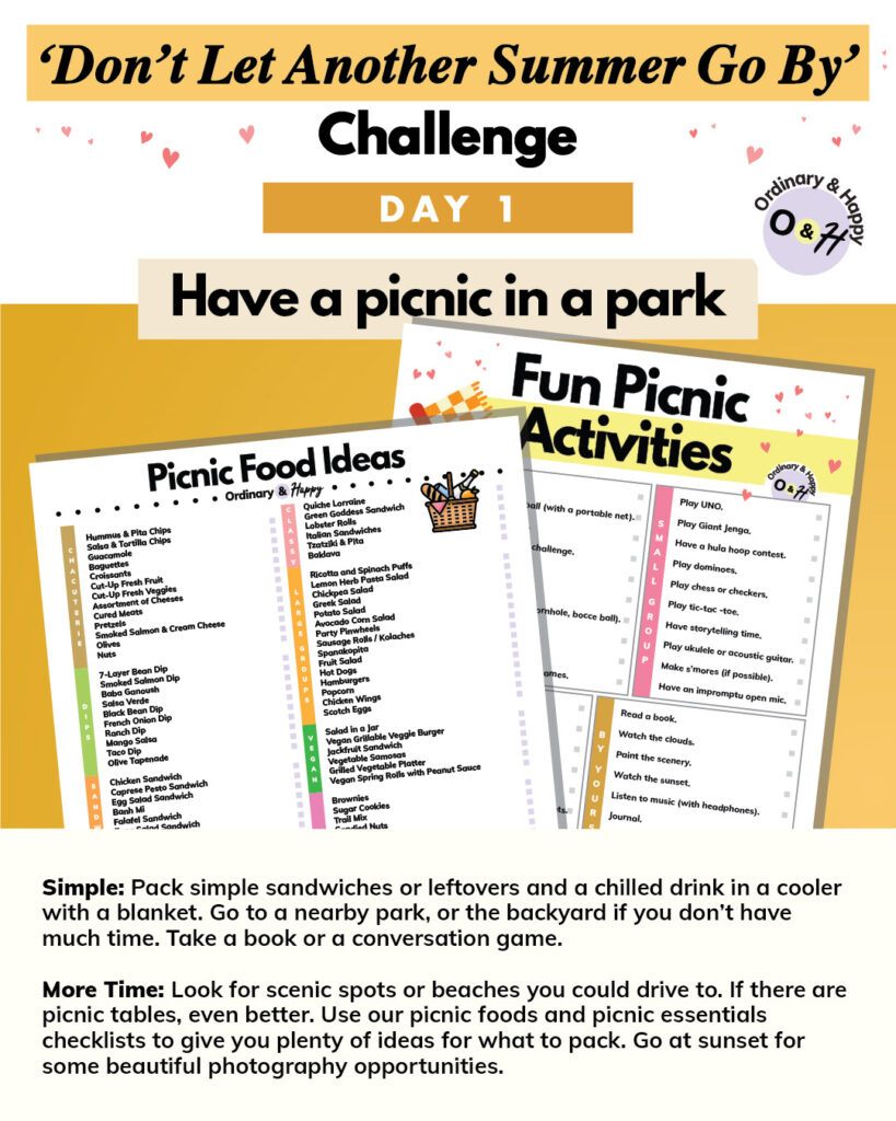 summer challenge day 1 featuring picnic lists.