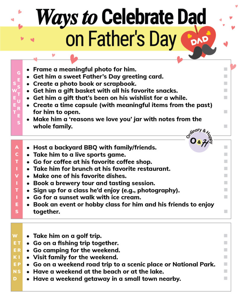 Ways to celebrate Dad on Father's Day.