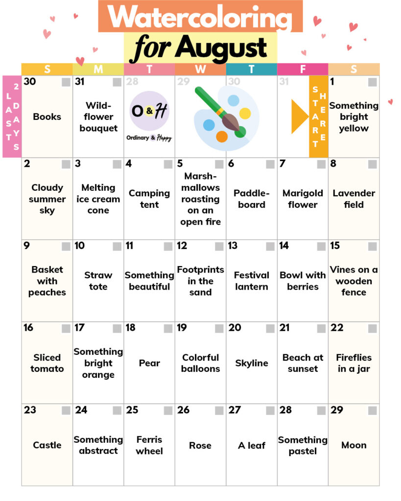 Watercoloring ideas for August.