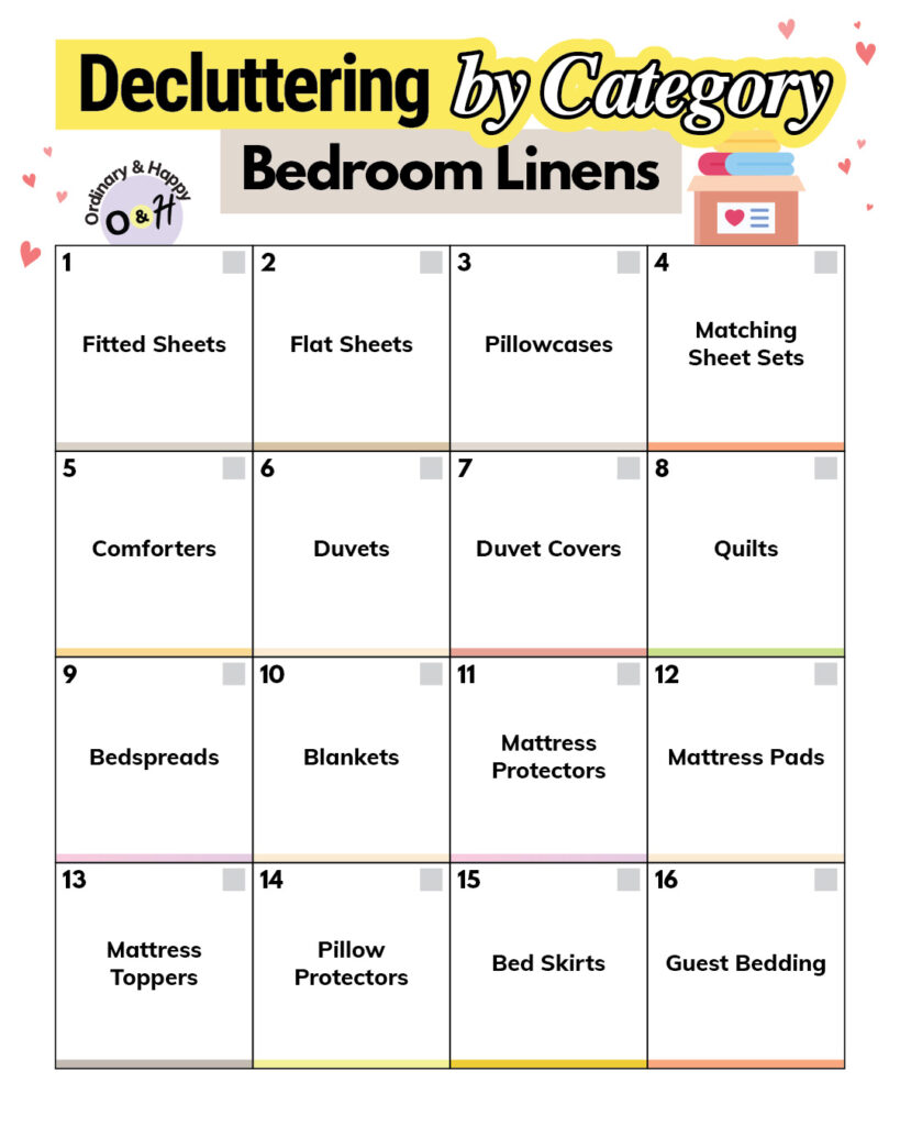 Bedroom linens - decluttering ideas