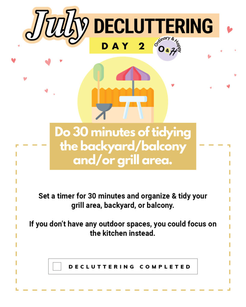 July decluttering ideas for the second.