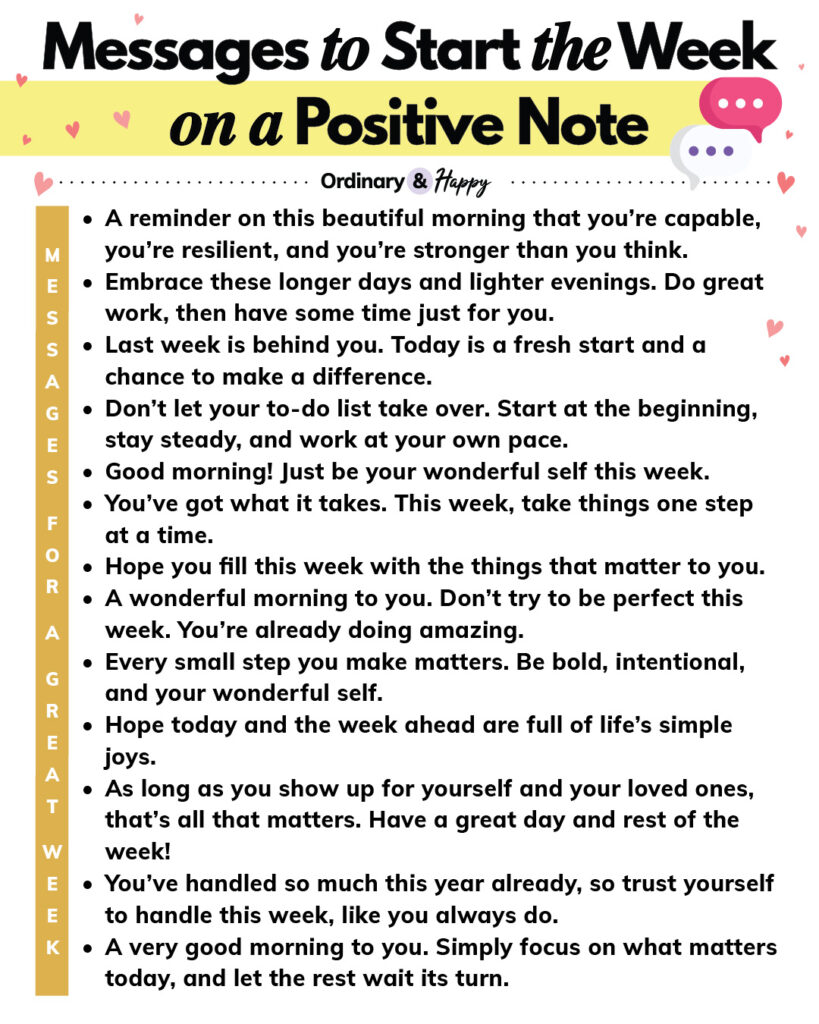 Messages to Start the Week on a Positive Note