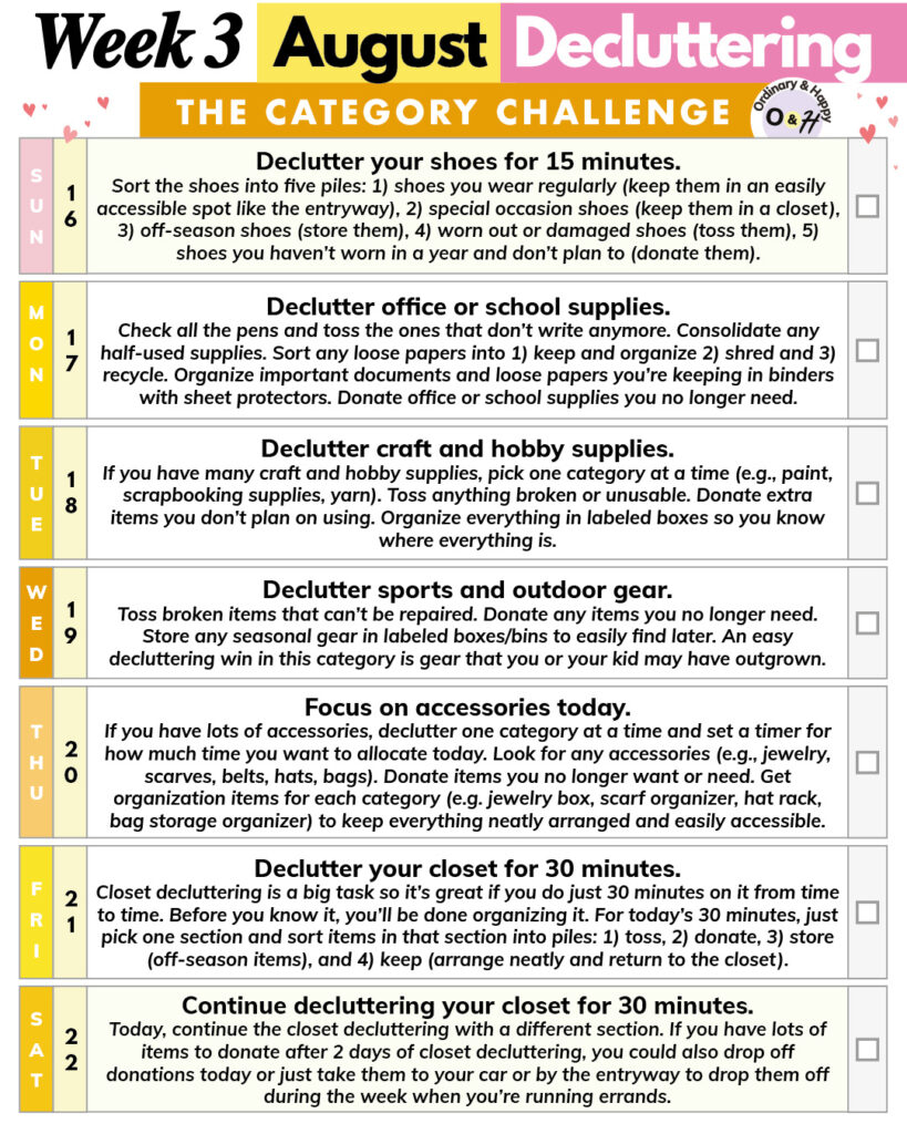 Decluttering week 3 challenge