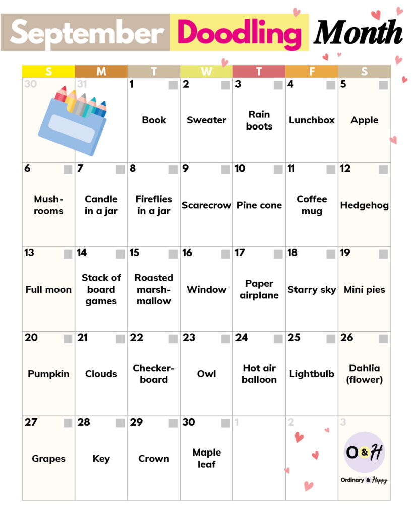 September doodling ideas in a calendar.