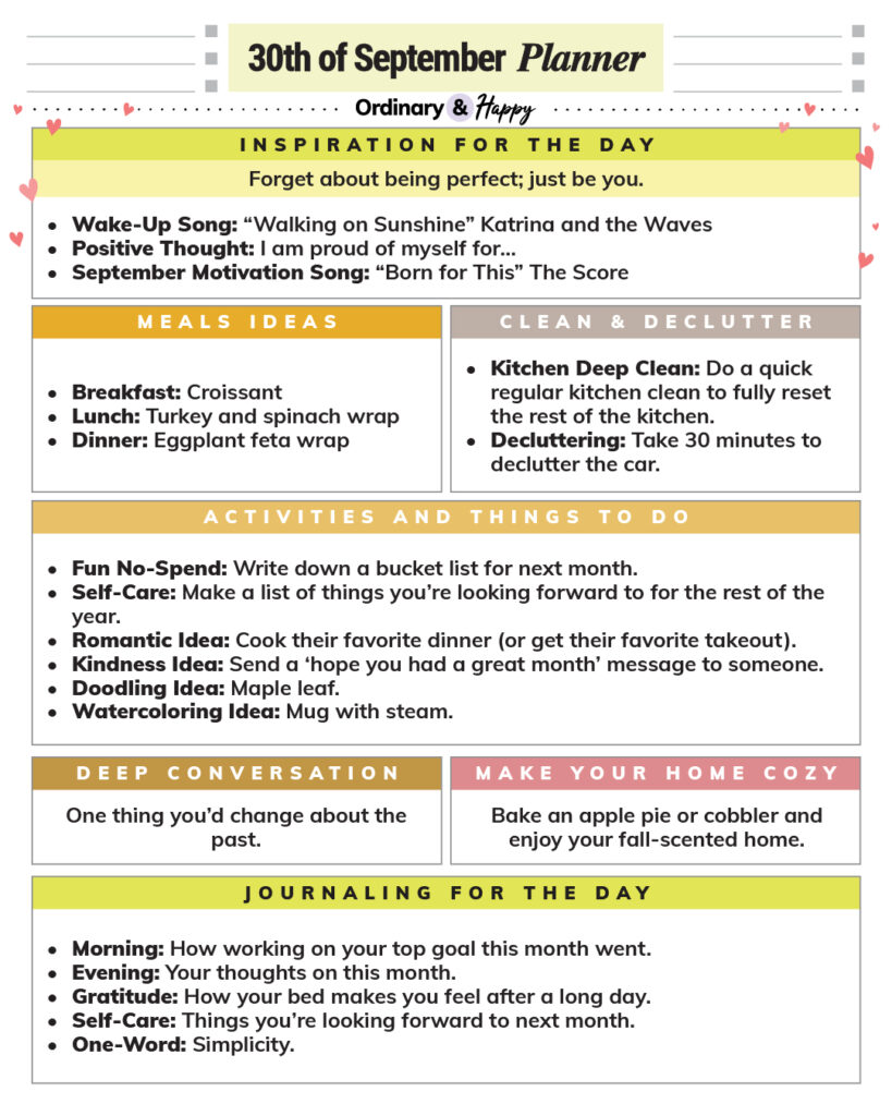 September 30th planner