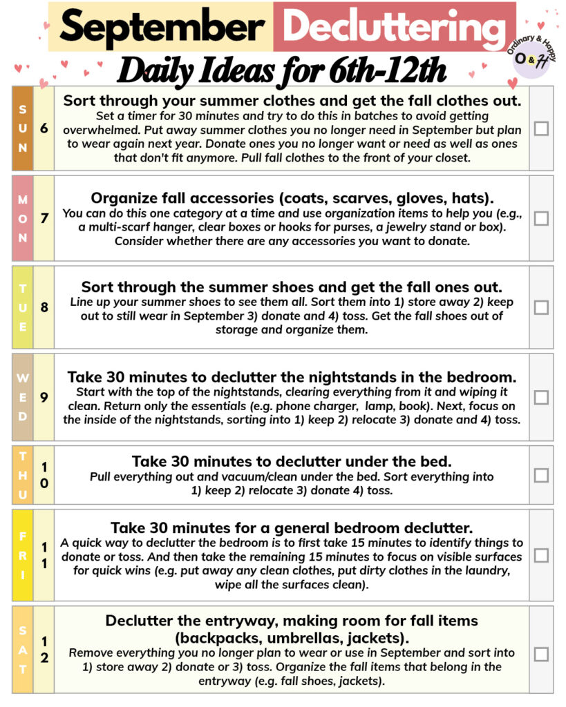 Decluttering September 6-12