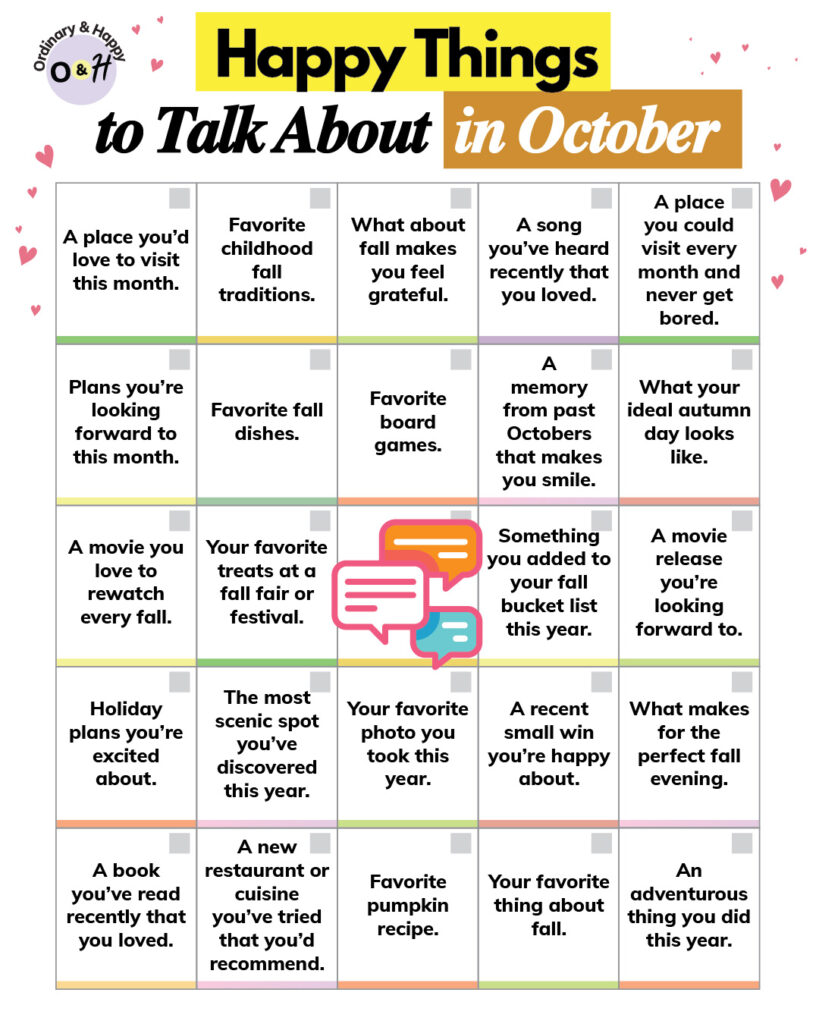 Happy things to talk about in October