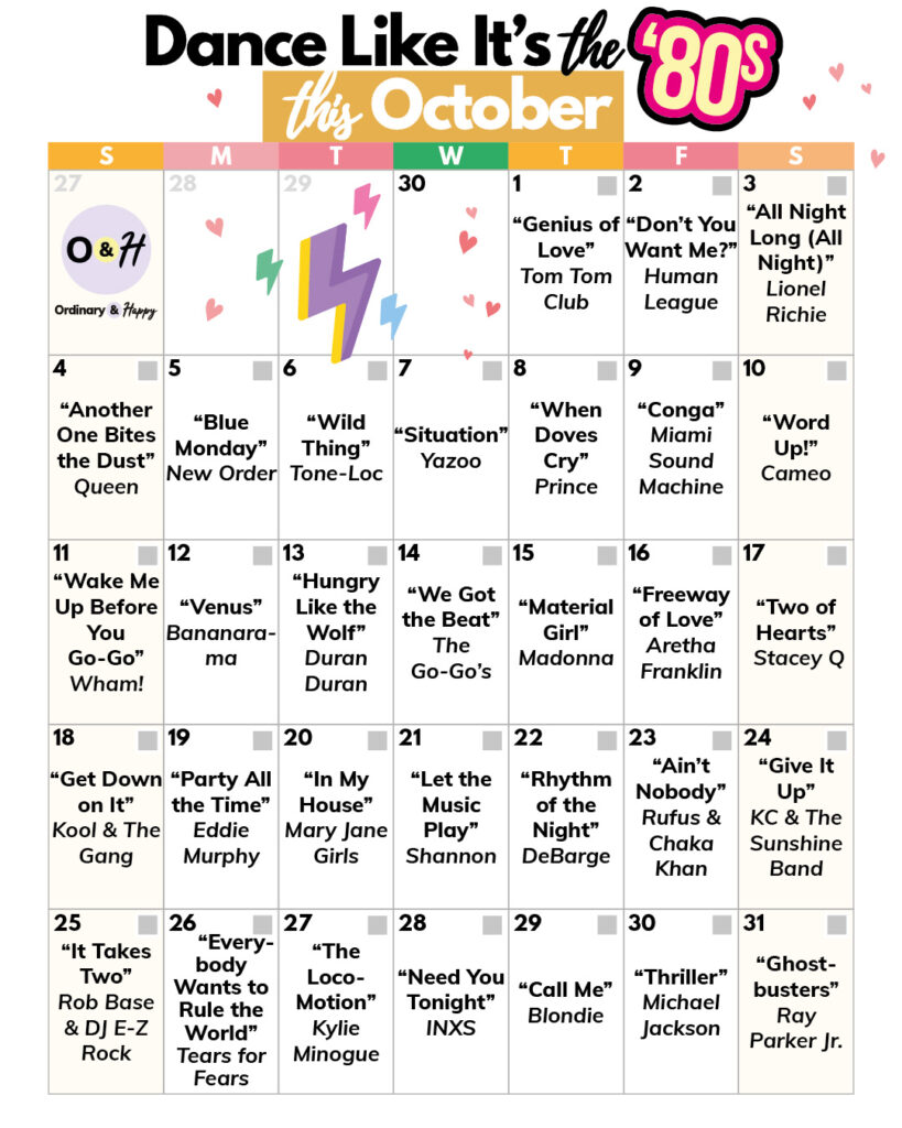 80s songs to dance to in October