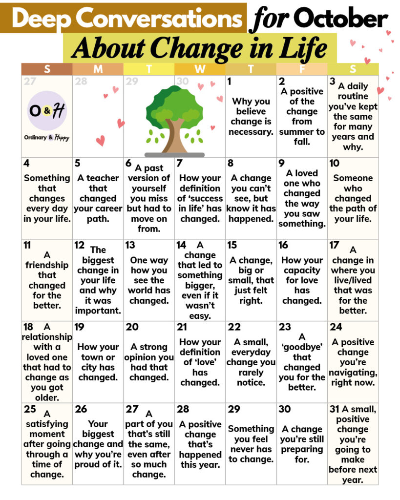 October deep conversations calendar.