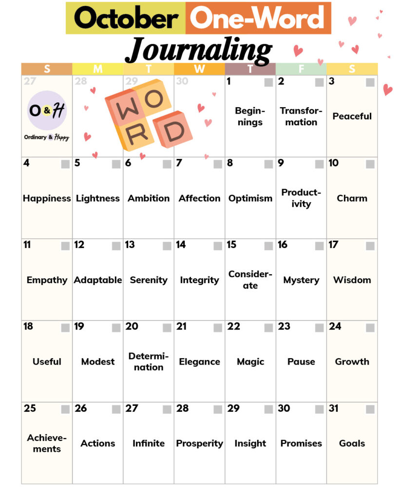 October one-word journaling