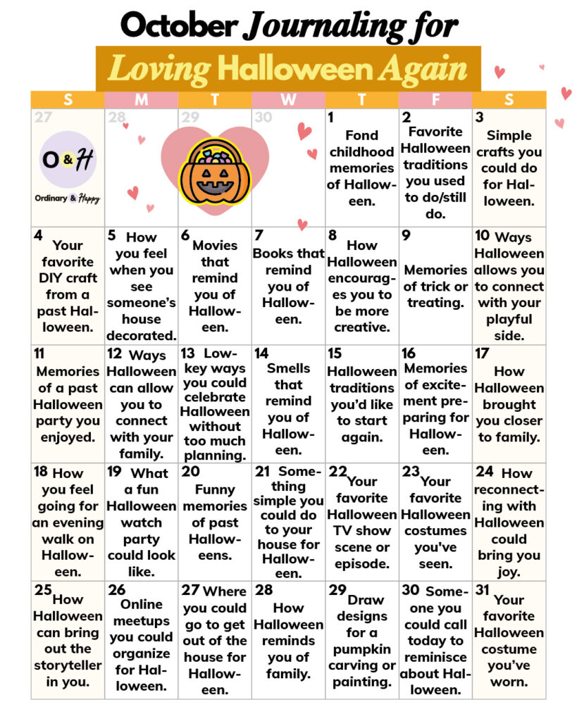 October journaling about reconnecting with Halloween