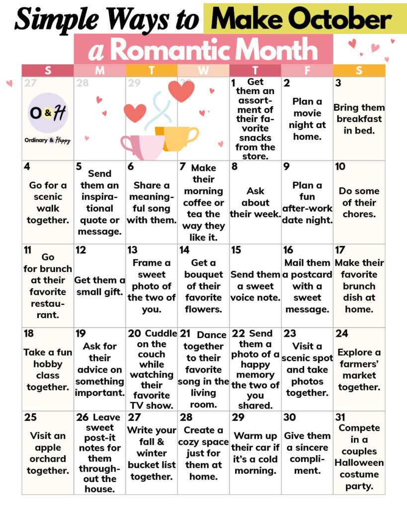 October romantic gestures (calendar).