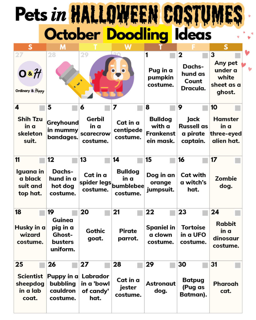 October doodling calendar