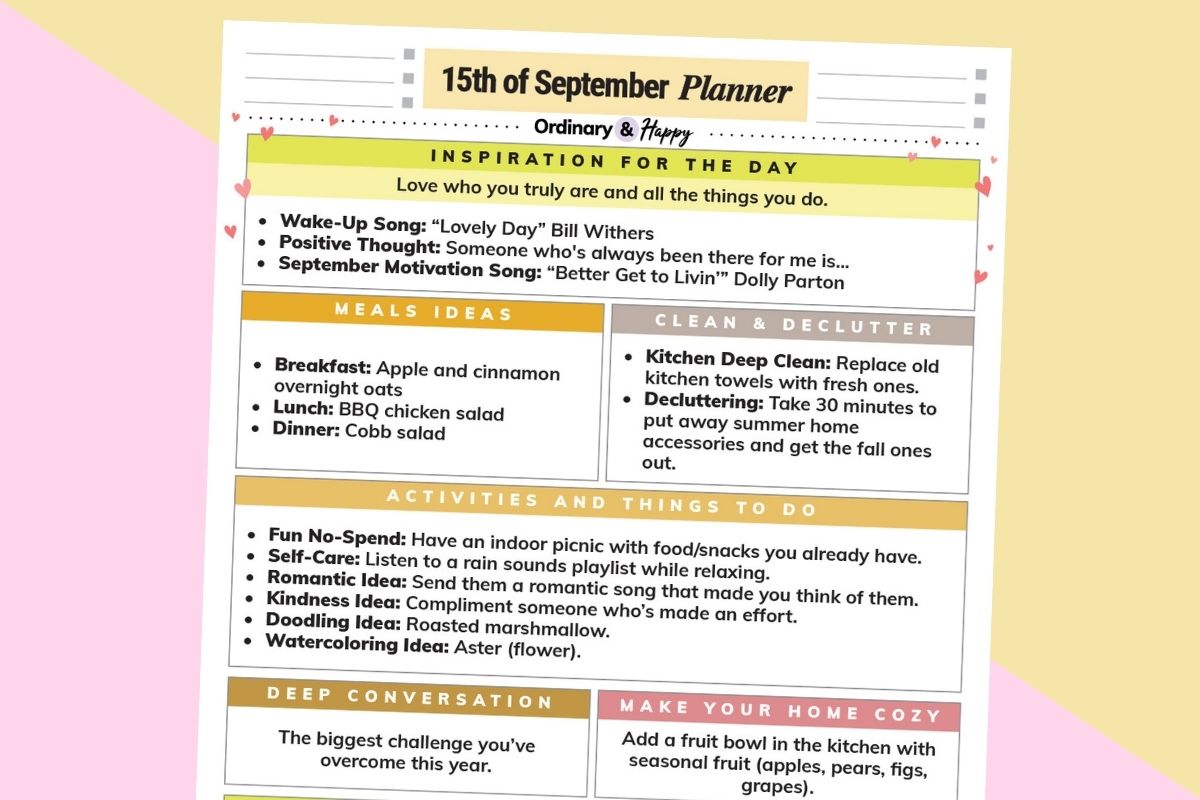 september 15th daily planner printable partially visible laid out on a 2-color background