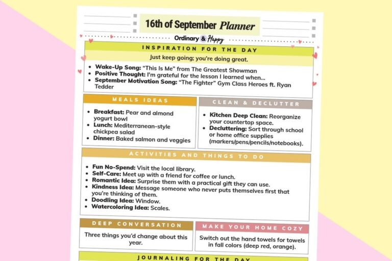september 16th daily planner printable displayed on a colorful graphics background