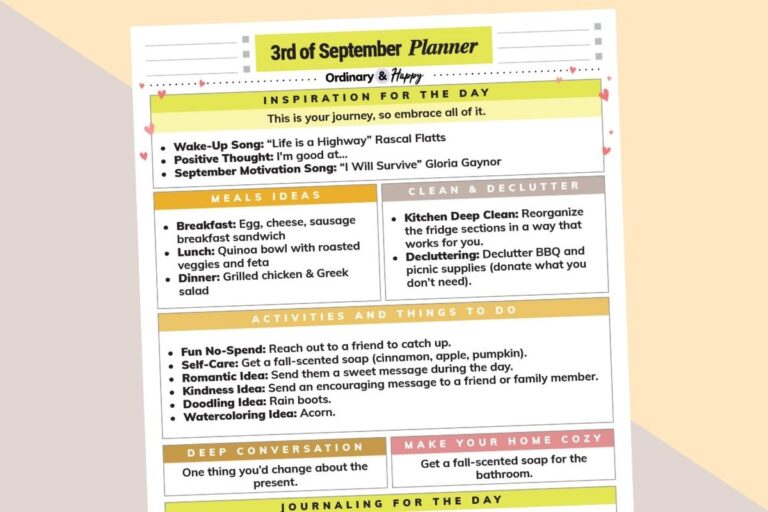 september 3rd daily planner printable displayed on a 2-color orange and red background