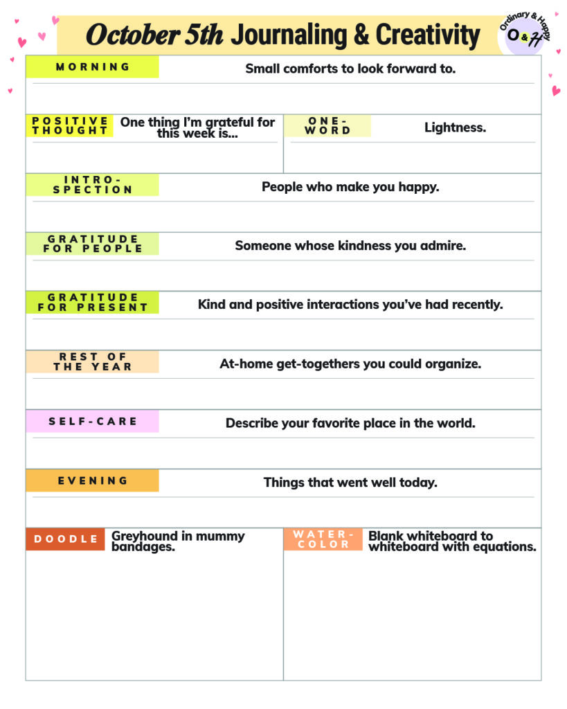 October 5th Journaling Planner