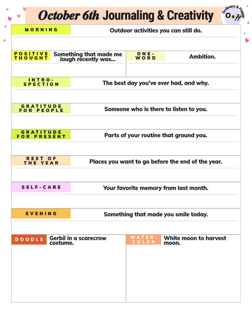 October 6th journaling planner.