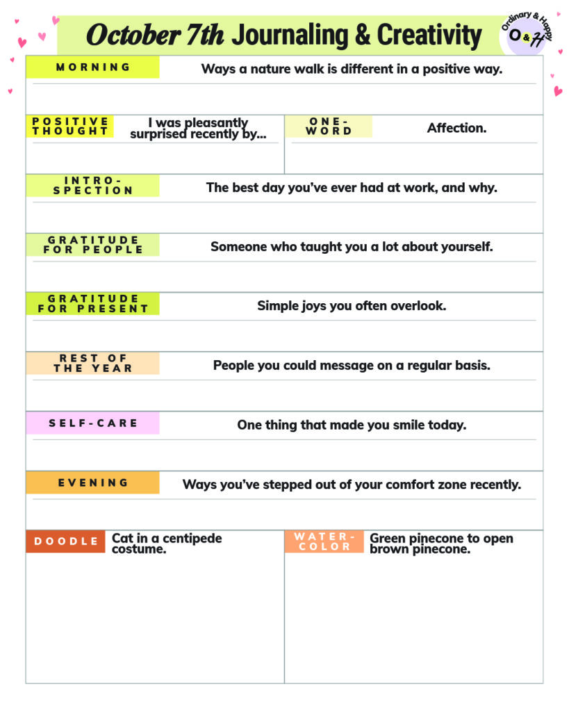October 7th journaling planner